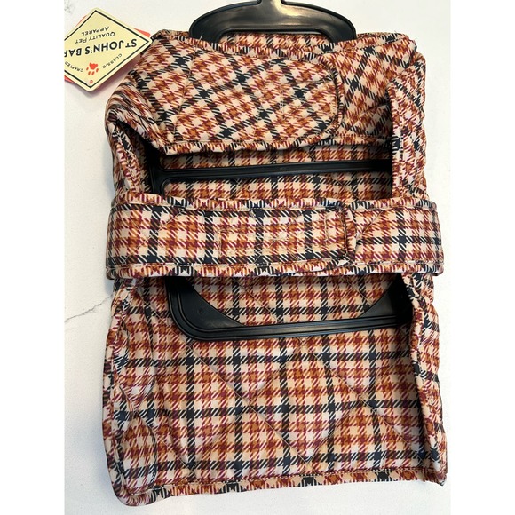 St. Johns Bark Tan Plaid Dog Vest * Stylish Cold Weather Attire Pet Clothes SZ S - Picture 3 of 7